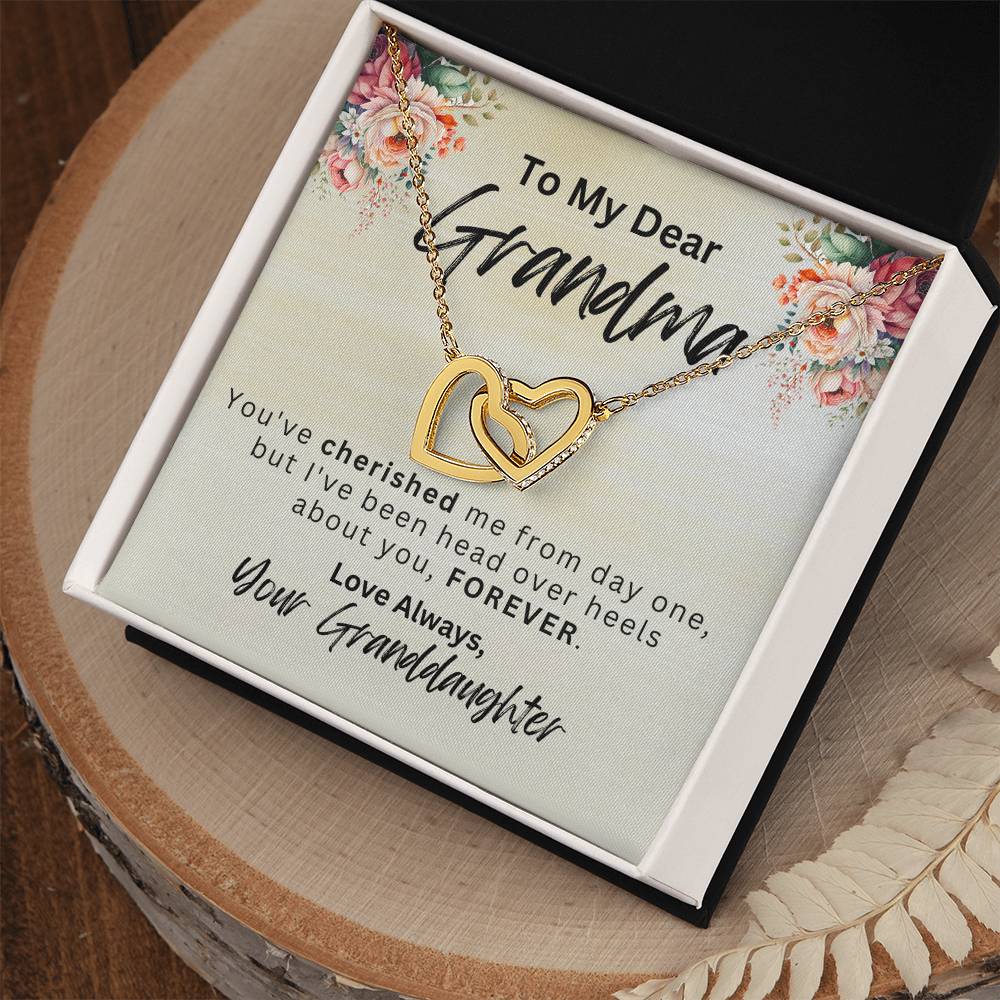 To My Dear Grandma |  Gifts For Grandma |  Interlocking Hearts Necklace