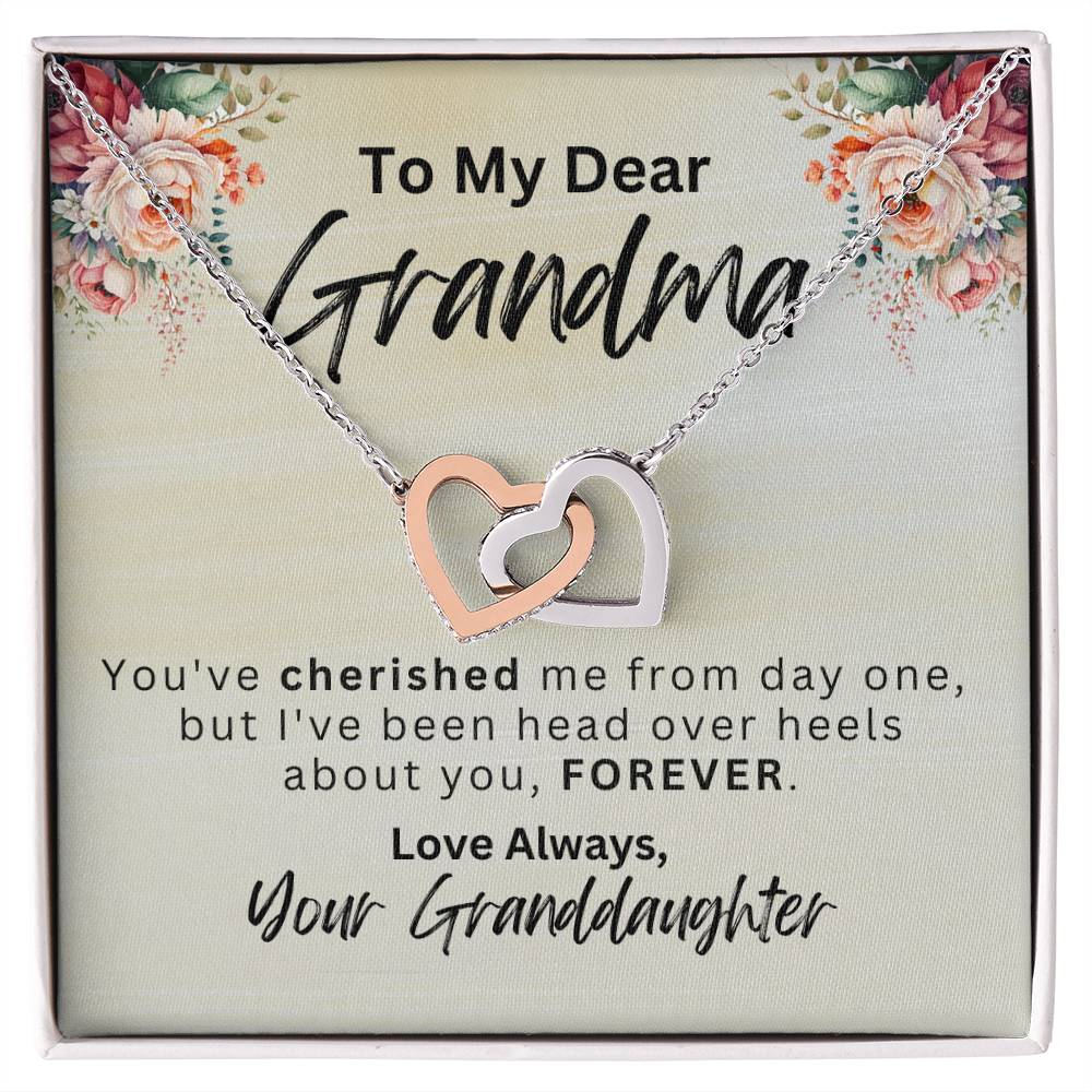 To My Dear Grandma |  Gifts For Grandma |  Interlocking Hearts Necklace