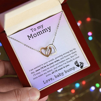 Love Baby Bump | Gift for Mom | To my Mom | Interlocking Hearts Necklace