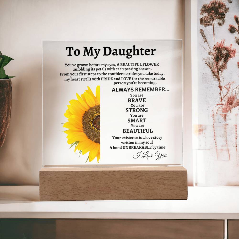 To My Daughter | You've Grown Before My Eyes | Acrylic Square Plaque | Gift for Daughter