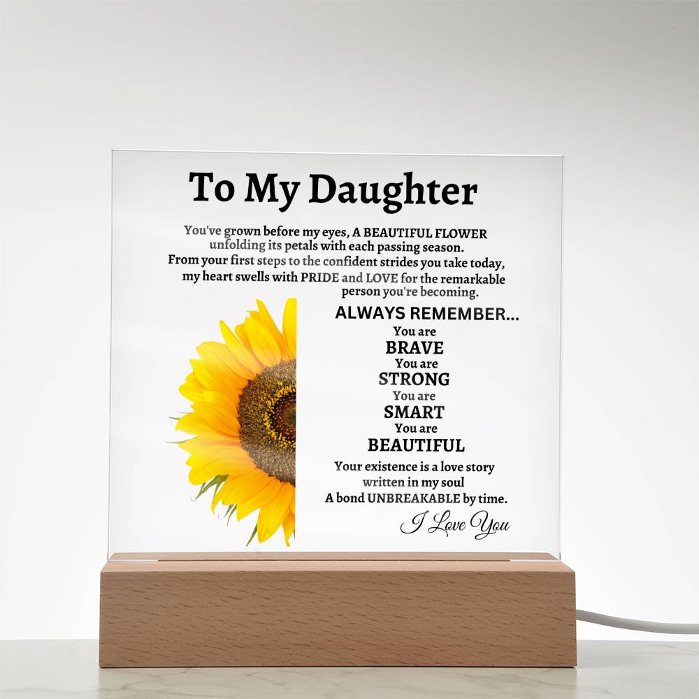 To My Daughter | You've Grown Before My Eyes | Acrylic Square Plaque | Gift for Daughter