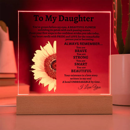 To My Daughter | You've Grown Before My Eyes | Acrylic Square Plaque | Gift for Daughter