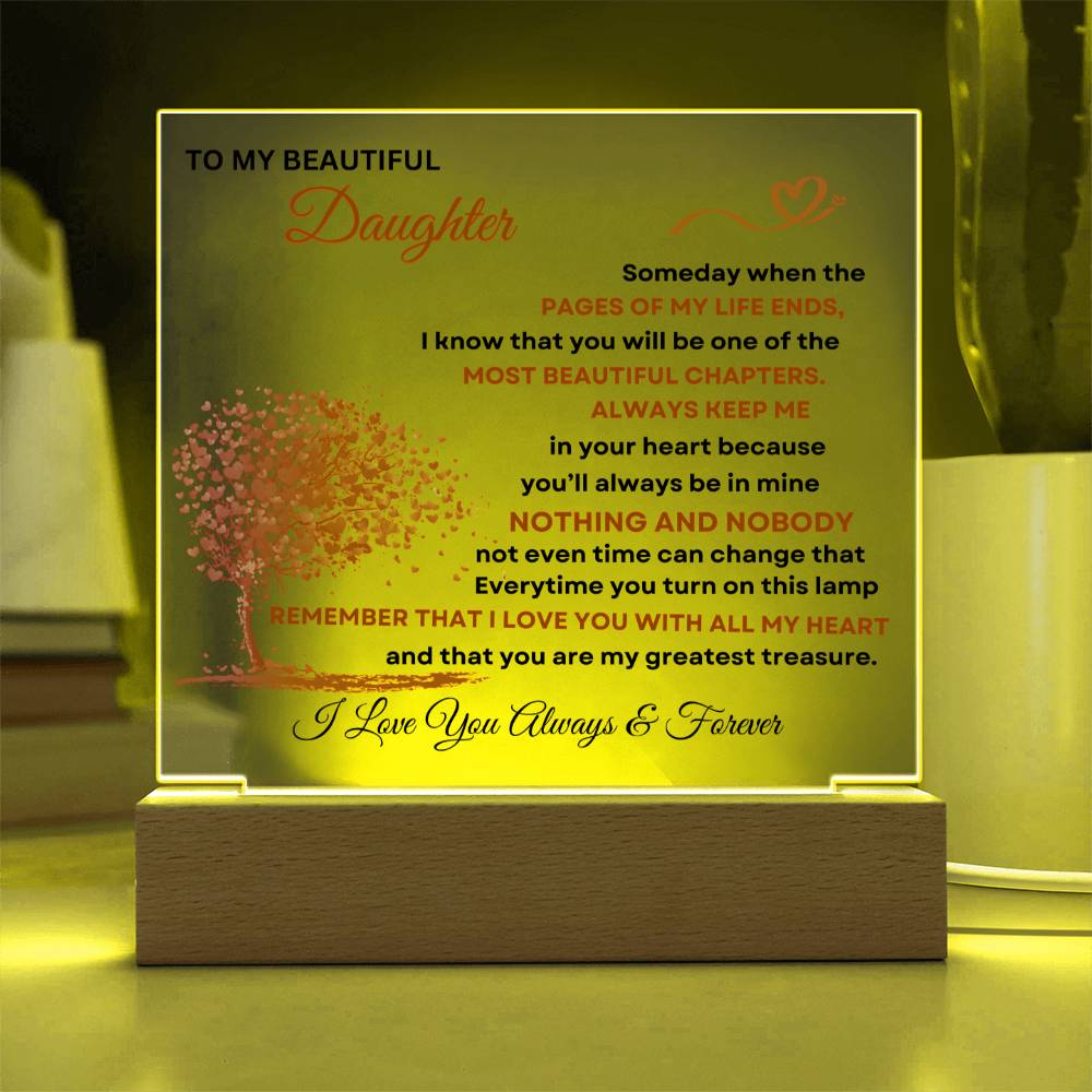 Daughter's Love Eternal: Heartfelt Acrylic Plaque Gift / Night Light