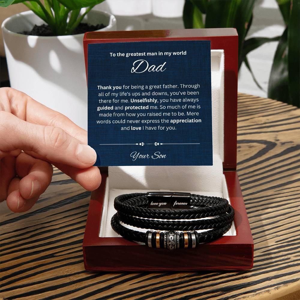 To The Greatest Dad | Gift for Dad | Men's "Love You Forever" Bracelet