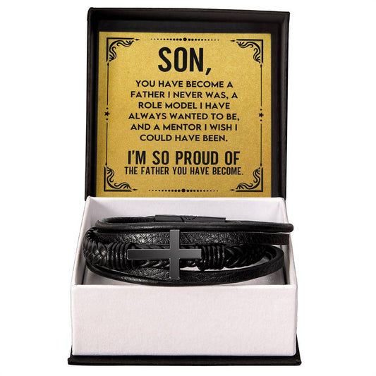 For my Son | Men's Cross Leather Bracelet